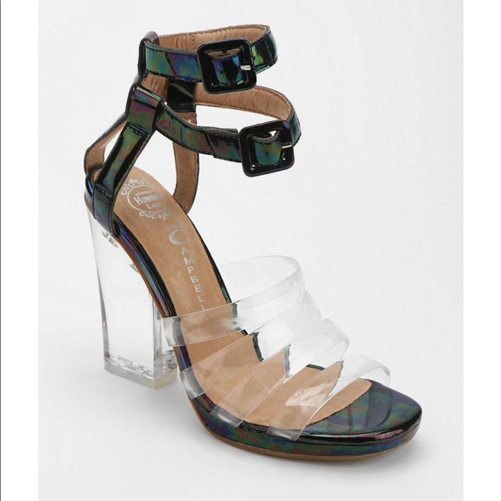 JEFFREY CAMPBELL BLOWOUT Iridescent Black Leather